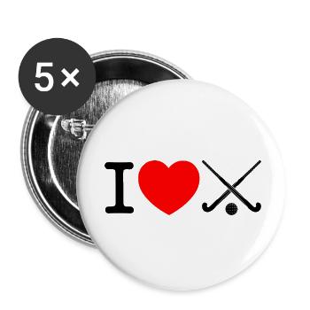 I love field hockey - Floorball - Buttons small 1''/25 mm (5-pack) - white - Front