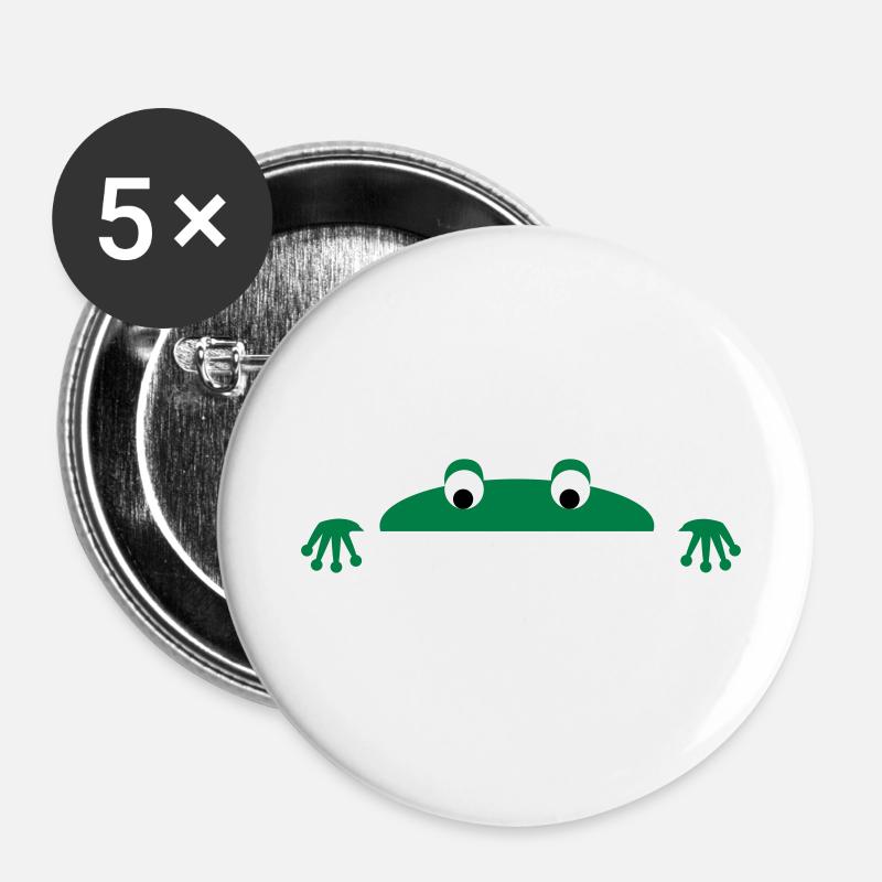 Frog face - Buttons small 1''/25 mm (5-pack) - white