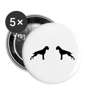 Boxerhunde entgegen 1f - Buttons klein 25 mm (5er Pack) - Weiß - Vorne