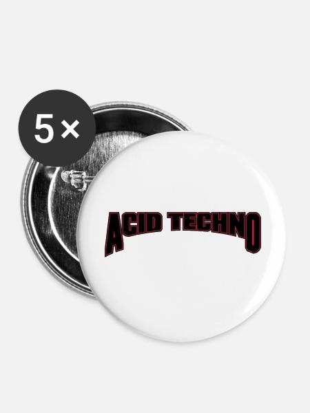 Acid Techno - Buttons klein 25 mm (5er Pack) - Weiß