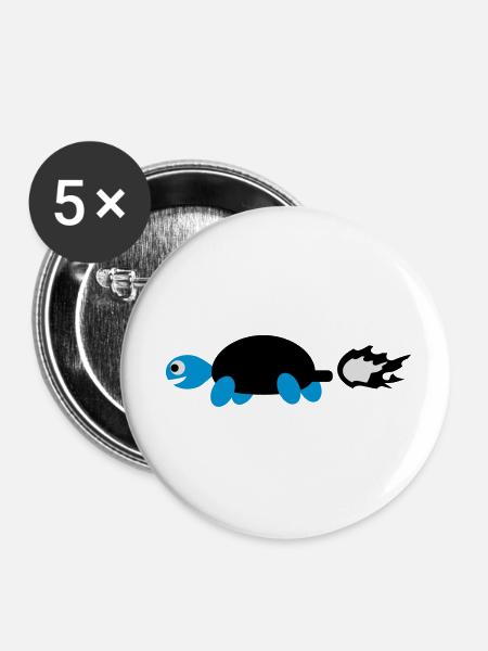 Schildkröte Turbo - Buttons klein 25 mm (5er Pack) - Weiß