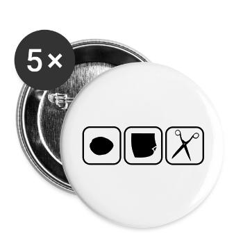 schnick schnack schnuck - Rock paper scissors - Buttons klein 25 mm (5er Pack) - Weiß - Vorne
