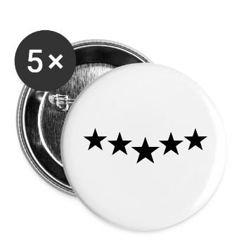 black stars - Buttons small 1''/25 mm (5-pack) - white - Front