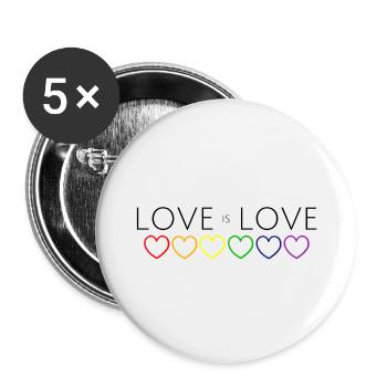 L'amour est l'amour Coeur chaîne arc-en-ciel - Lot de 5 petits badges (25 mm) - blanc - Devant
