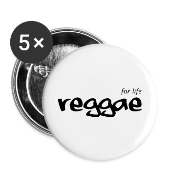 REGGAE for life - Buttons klein 25 mm (5er Pack) - Weiß - Vorne