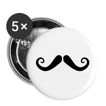 Moustache - Lot de 5 petits badges (25 mm) - blanc - Devant