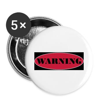Warning - Buttons small 1''/25 mm (5-pack) - white - Front