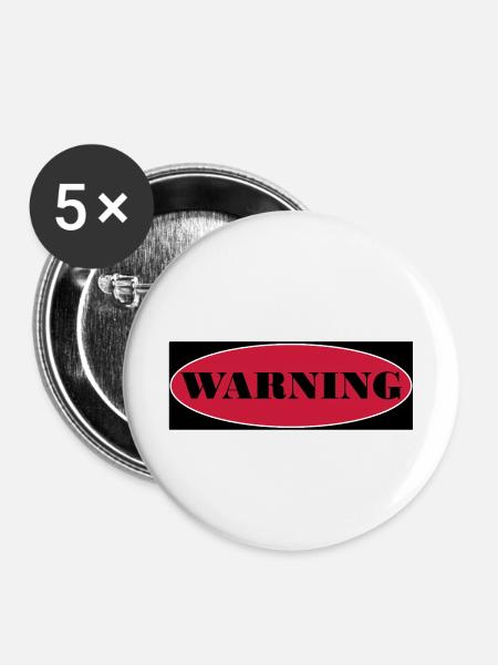 Warning - Buttons klein 25 mm (5er Pack) - Weiß
