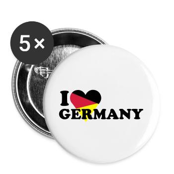 I love Germany / I love Germany with heart - Buttons small 1''/25 mm (5-pack) - white - Front