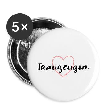 Trauzeugin Freundin Junggesellinnenabschied Herz - Buttons klein 25 mm (5er Pack) - Weiß - Vorne