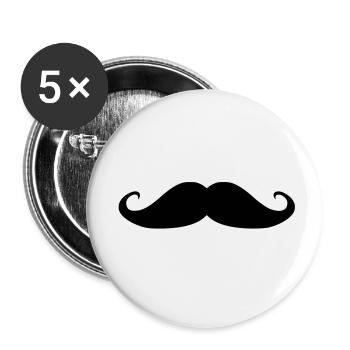 mustache - Buttons small 1''/25 mm (5-pack) - white - Front