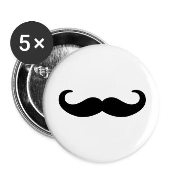 mustache - Buttons small 1''/25 mm (5-pack) - white - Front