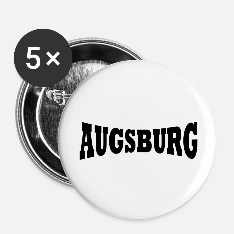 Augsburg lettering - Buttons small 1''/25 mm (5-pack) - white