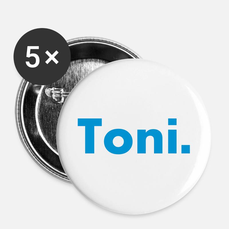 Toni - name - font - Buttons small 1''/25 mm (5-pack) - white