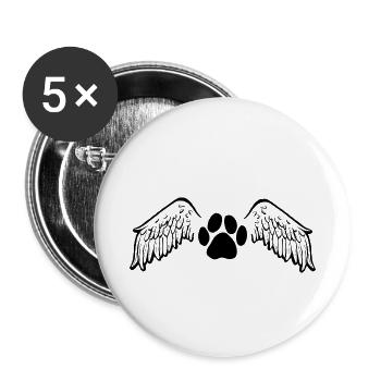 Hundepfote mit Engelsflügeln - Buttons klein 25 mm (5er Pack) - Weiß - Vorne