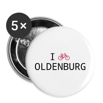 Cool gift for cyclists from Oldenburg - Buttons small 1''/25 mm (5-pack) - white - Front