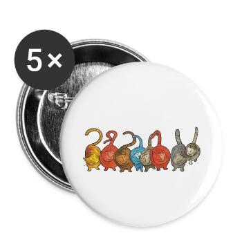 Katzen Cat - Buttons klein 25 mm (5er Pack) - Weiß - Vorne