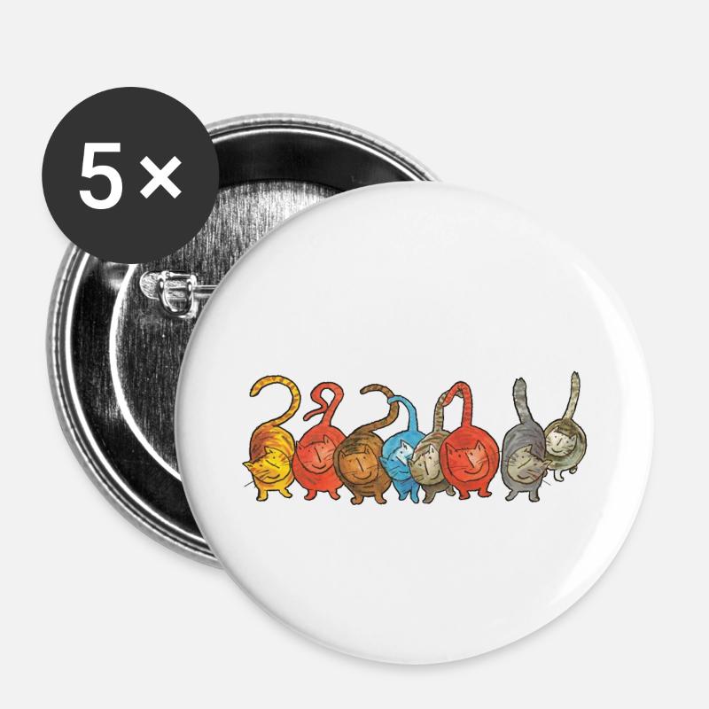 Cats Cat - Buttons small 1''/25 mm (5-pack) - white
