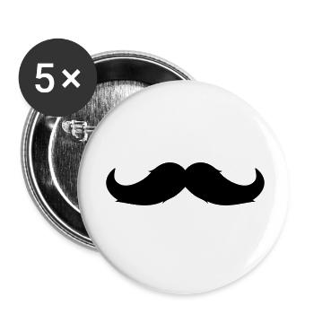 Moustache - Lot de 5 petits badges (25 mm) - blanc - Devant