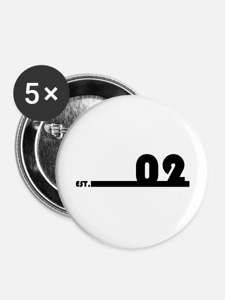02_Black_Bauhaus93 - Buttons klein 25 mm (5er Pack) - Weiß