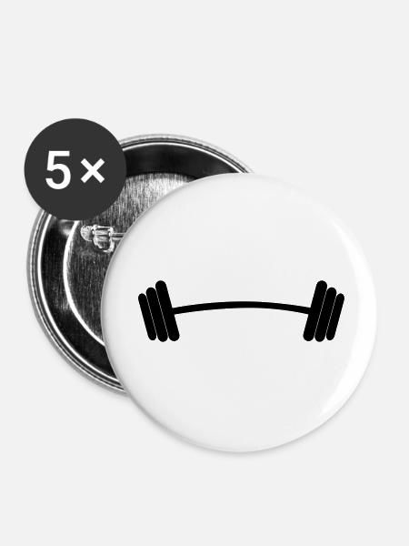 Hantel - Buttons klein 25 mm (5er Pack) - Weiß