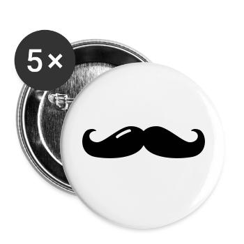 mustache - moustache - beard - bart - Buttons klein 25 mm (5er Pack) - Weiß - Vorne