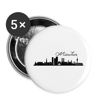 Münchener Skyline - Buttons klein 25 mm (5er Pack) - Weiß - Vorne