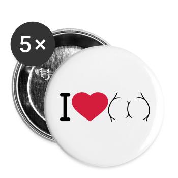 logo i love ass herz liebe rund nackte frau sexy a - Buttons klein 25 mm (5er Pack) - Weiß - Vorne