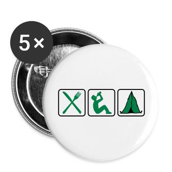 camp , camping, camping , caravan, trekking , hiki - Buttons klein 25 mm (5er Pack) - Weiß - Vorne