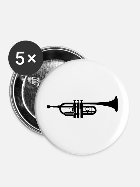 Trompete - Buttons klein 25 mm (5er Pack) - Weiß