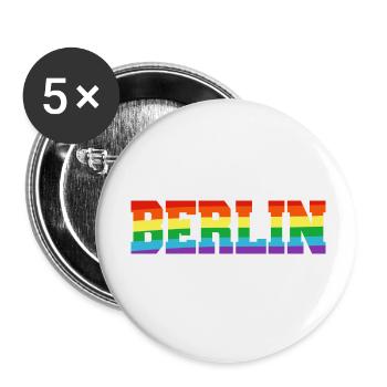 Berlin Regenbogenfahne - Buttons klein 25 mm (5er Pack) - Weiß - Vorne