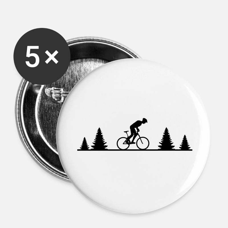 Sport - Mountainbiker Wald - Buttons klein 25 mm (5er Pack) - Weiß
