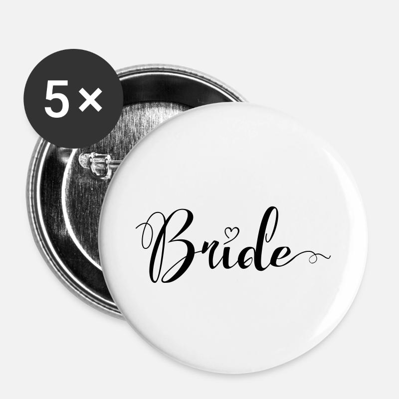 (bride_heart) - Buttons small 1''/25 mm (5-pack) - white