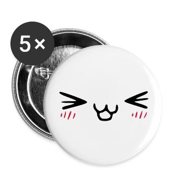 kawaii_face_4 - Buttons klein 25 mm (5er Pack) - Weiß - Vorne