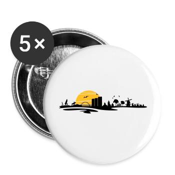 Skyline - Küste Fehmarn - Buttons klein 25 mm (5er Pack) - Weiß - Vorne
