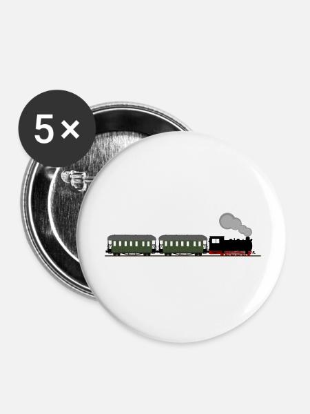 Zug Eisenbahn Dampflok Schmalspurbahn Nostalgie - Buttons klein 25 mm (5er Pack) - Weiß