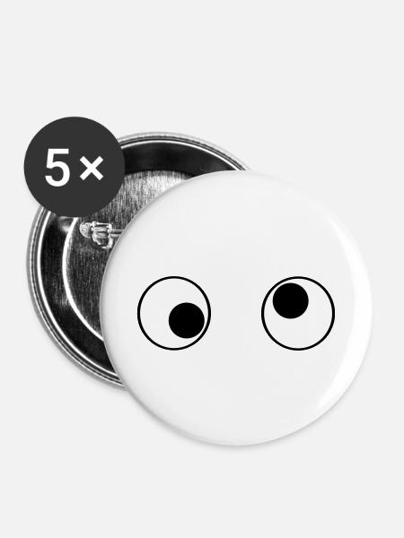 Augen funny - Buttons klein 25 mm (5er Pack) - Weiß