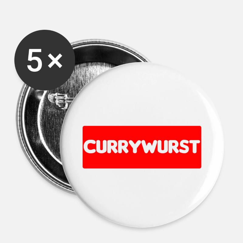 Currywurst - Buttons small 1''/25 mm (5-pack) - white