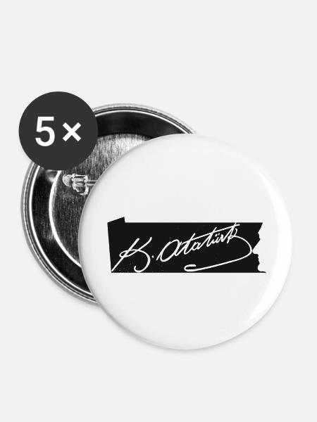 Mustafa Kemal Atatürk Teyya - Buttons klein 25 mm (5er Pack) - Weiß