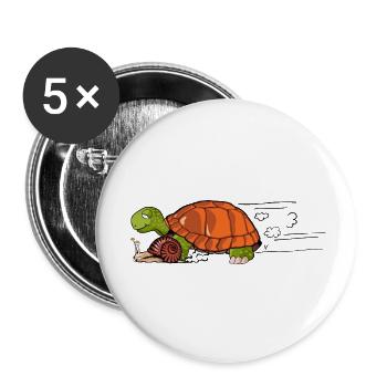 escargot tortue course vitesse dessin humour - Lot de 5 petits badges (25 mm) - blanc - Devant