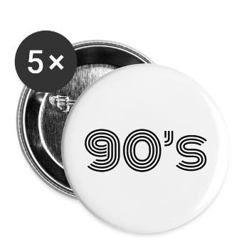 Neunziger 90er Jahre - Buttons klein 25 mm (5er Pack) - Weiß - Vorne