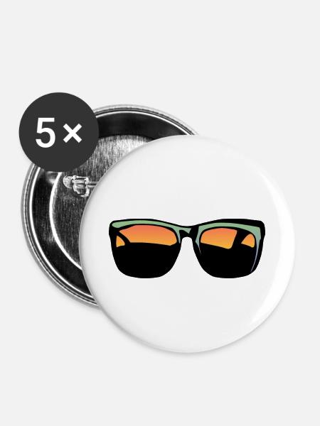 Sonnenschein Lünette Design - Buttons klein 25 mm (5er Pack) - Weiß