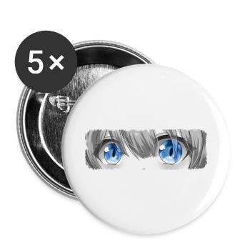 Anime Eyes Blue Kawaii Sexy Manga Ecchi Waifu - Buttons small 1''/25 mm (5-pack) - white - Front