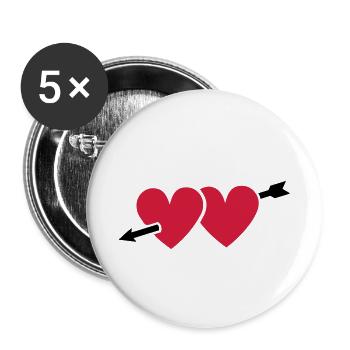 Herz Pfeil 2 Herzen Liebe Pfeilspitze Paare I Love - Buttons klein 25 mm (5er Pack) - Weiß - Vorne
