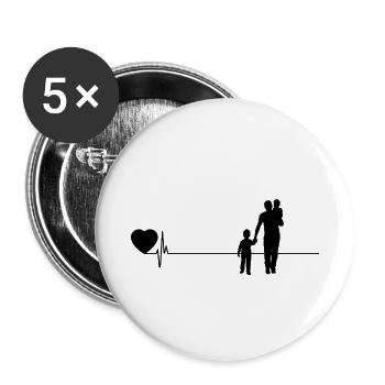 Papa papa papa cadeau de la fête des pères papa coeur - Lot de 5 petits badges (25 mm) - blanc - Devant