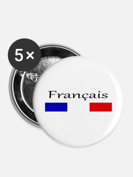 Französische Trikolore - Buttons klein 25 mm (5er Pack) - Weiß