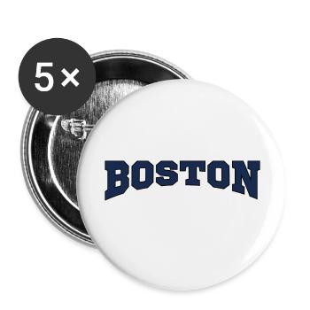 Boston Block Font Logo - Buttons small 1''/25 mm (5-pack) - white - Front
