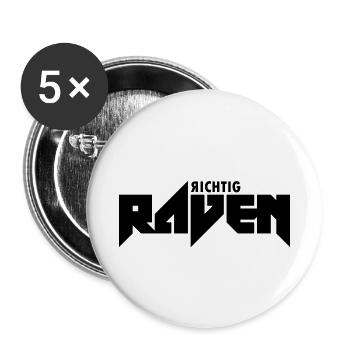 Richtig Raven Schriftzug - Buttons klein 25 mm (5er Pack) - Weiß - Vorne