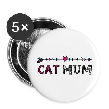 BOHO CAT MUM - Hippie Style - Buttons klein 25 mm (5er Pack) - Weiß - Vorne