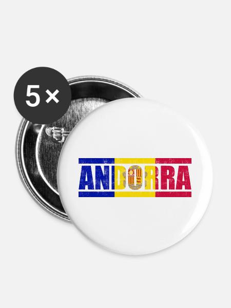 Andorra - Buttons klein 25 mm (5er Pack) - Weiß